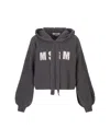 MSGM GREY WOOL CASHMERE HOODED SWEATER