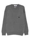 Msgm Crew Neck Sweater With Ribbed Cuffs And Hem In Gray
