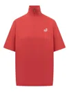 Msgm Half-zip T-shirt In Red