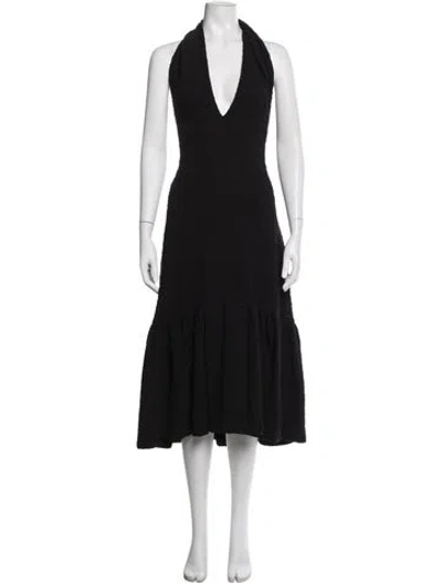 Pre-owned Msgm Halterneck Midi Length Dress In Black