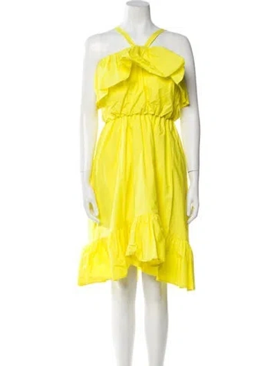 Pre-owned Msgm Halterneck Midi Length Dress W/ Tags In Yellow