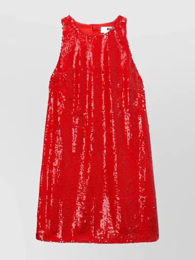 MSGM HALTERNECK SEQUIN EMBELLISHED MINI DRESS