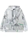 Msgm Hand Paint-print Hoodie In Grey