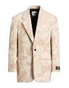 Msgm Handsome Man Blazer Beige Size 38 Cotton, Polyester In Neutral