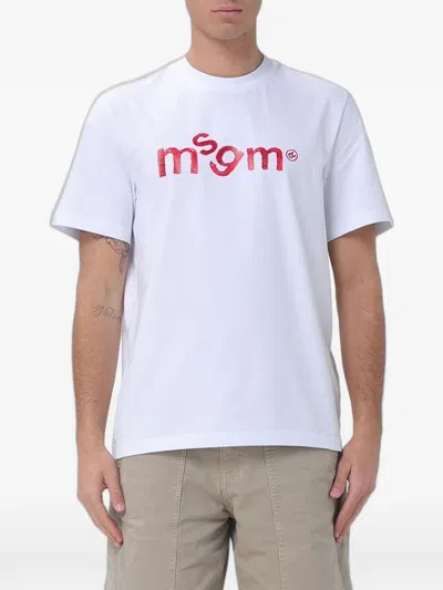 Msgm Handwritten Logo-print T-shirt In Yellow