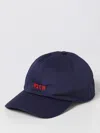 Msgm Hat In Cotton With Embroidered Logo In Blue