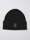 Msgm Rose-patch Ribbed Beanie Accessories In Black