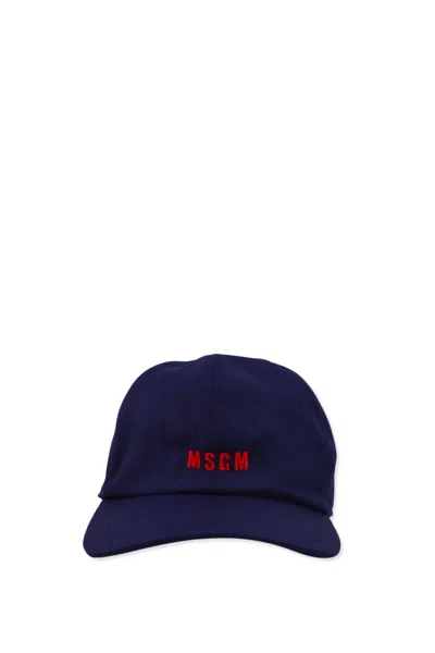 Msgm Hat With Visor In Blue
