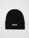 Msgm Logo-embroidered Ribbed-knit Beanie In Black