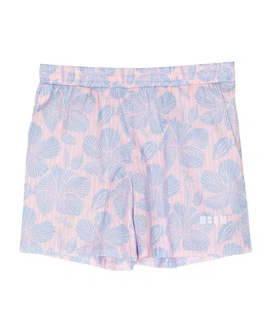 MSGM HAWAIIAN FLORAL-PRINT ELASTICATED SHORTS