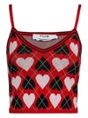 Msgm Heart-pattern Knitted Top In Red