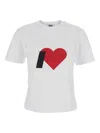 Msgm Heart-print Crew-neck T-shirt In White
