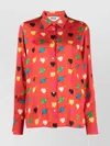 Msgm Red Shirt With Arrowed Heart Print Motif In Red