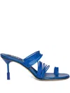 Msgm Heeled Leather Sandals In Blue