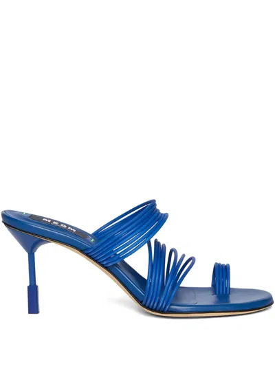 Msgm Heeled Leather Sandals In Blue