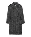 Msgm Herringbone-pattern Double-breasted Coat In Gray