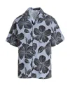 Msgm Hibiscus Print Abowling Shirt In Black