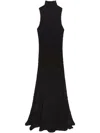 Msgm Maxi Dress With High Neck And Textured Fabric In Black