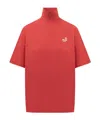 Msgm High Neck Jersey T-shirt In Red