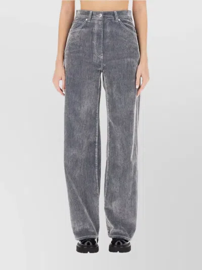 Msgm High-rise Wide-leg Trousers Contrast Stitching