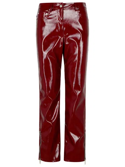 Msgm Patent Faux Leather Pant In Red
