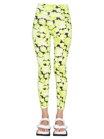 Msgm High Waist Active Leggings In Yellow