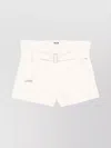 Msgm Tailored Off-white Bermuda Shorts With Belted Waist In White
