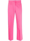 Msgm High-waist Cropped Trousers In Pink