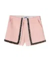 Msgm High-waist Frayed-edge Tweed Mini Shorts In Pink