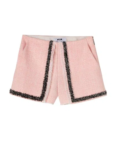 MSGM MSGM HIGH-WAIST FRAYED-EDGE TWEED MINI SHORTS