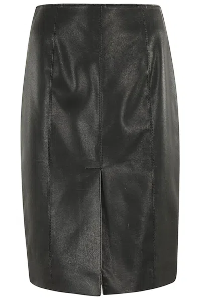 Msgm Midi Skirt With Slit Clothing In Black