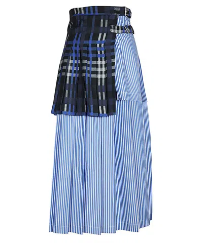 MSGM HIGH-WAIST MIX-PRINTED LAYERED MIDI SKIRT