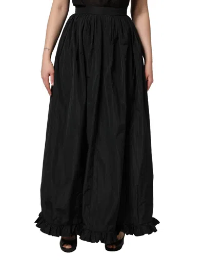 Msgm High Waist Pleated A-line Long Maxi Women Women's Skirt In Black