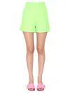 Msgm High-waist A-line Shorts In Green