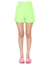 Msgm Green Viscose Shorts In Green