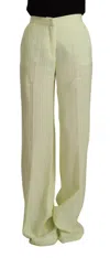 Msgm Yellow Green Cotton High Waist Straight Long Pants In Yellow