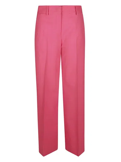 Msgm High Waist Straight Leg Tailored Trousers In Hot Pink