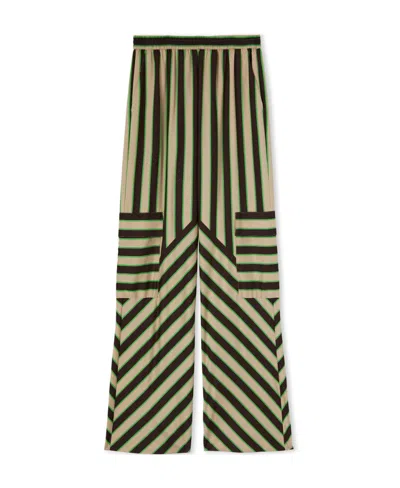 Msgm High-waist Striped Trousers In Black