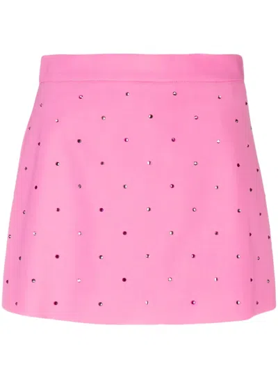 Msgm High-waist Studded Skirt-shorts In Rosa