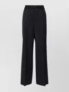 Msgm High Waist Wide Leg Trousers With Pinstripe In Black