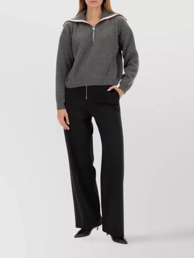 Msgm High Waist Wide Leg Trousers With Side Pockets