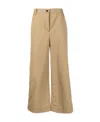Shop Msgm High-waisted Buttoned Cropped Trousers In Nude