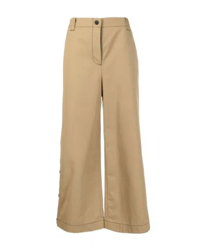 Msgm High-waisted Buttoned Cropped Trousers In Nude
