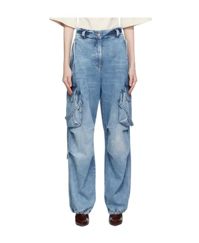 Msgm High-waisted Cargo Jeans In Blue