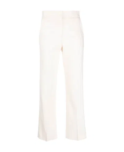 Msgm High-waisted Cropped Trousers In White