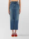 Msgm High-waisted Denim Skirt With Front Slit