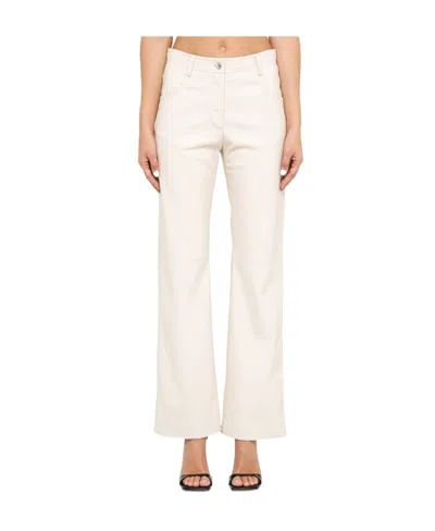 Msgm High-waisted Faux-leather Trousers In White
