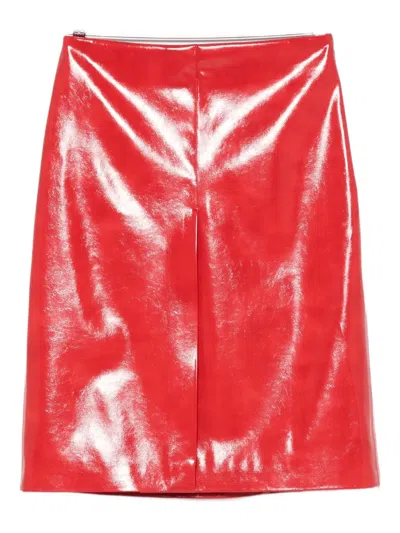 Msgm High-waisted Fitted Skirt In Red