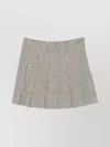 Msgm White Pleated Mini Skirt With Checkered Pattern In Brown