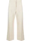 Msgm Pleated Trousers With Back Pocket And Belt Loops In White